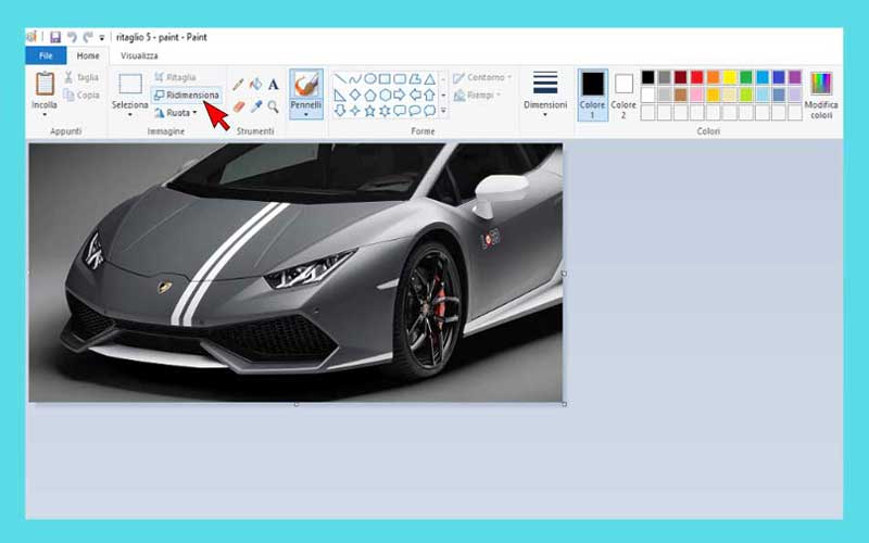 Ridimensionare immagine con Paint