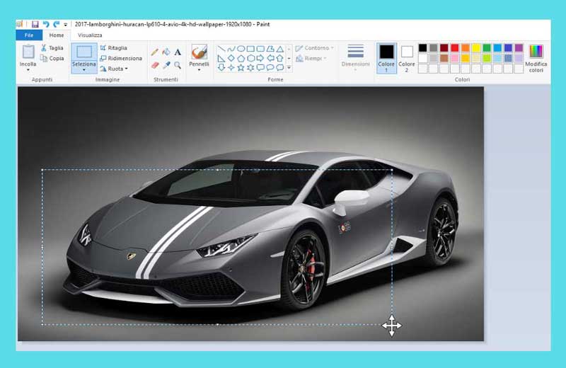 Ritagliare immagine con Paint: selezione area