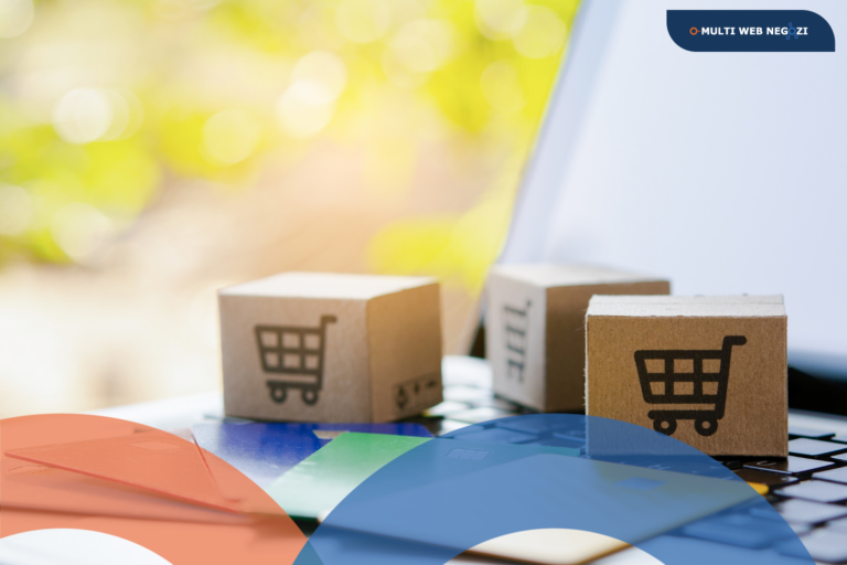 Scatole con icona del carrello su una tastiera, simbolo della crescita dell’eCommerce in Italia nel 2026